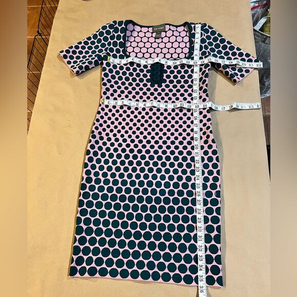 Zac Posen Polka Dot Knit Dress Size Medium Pink Green - Picture 12 of 13